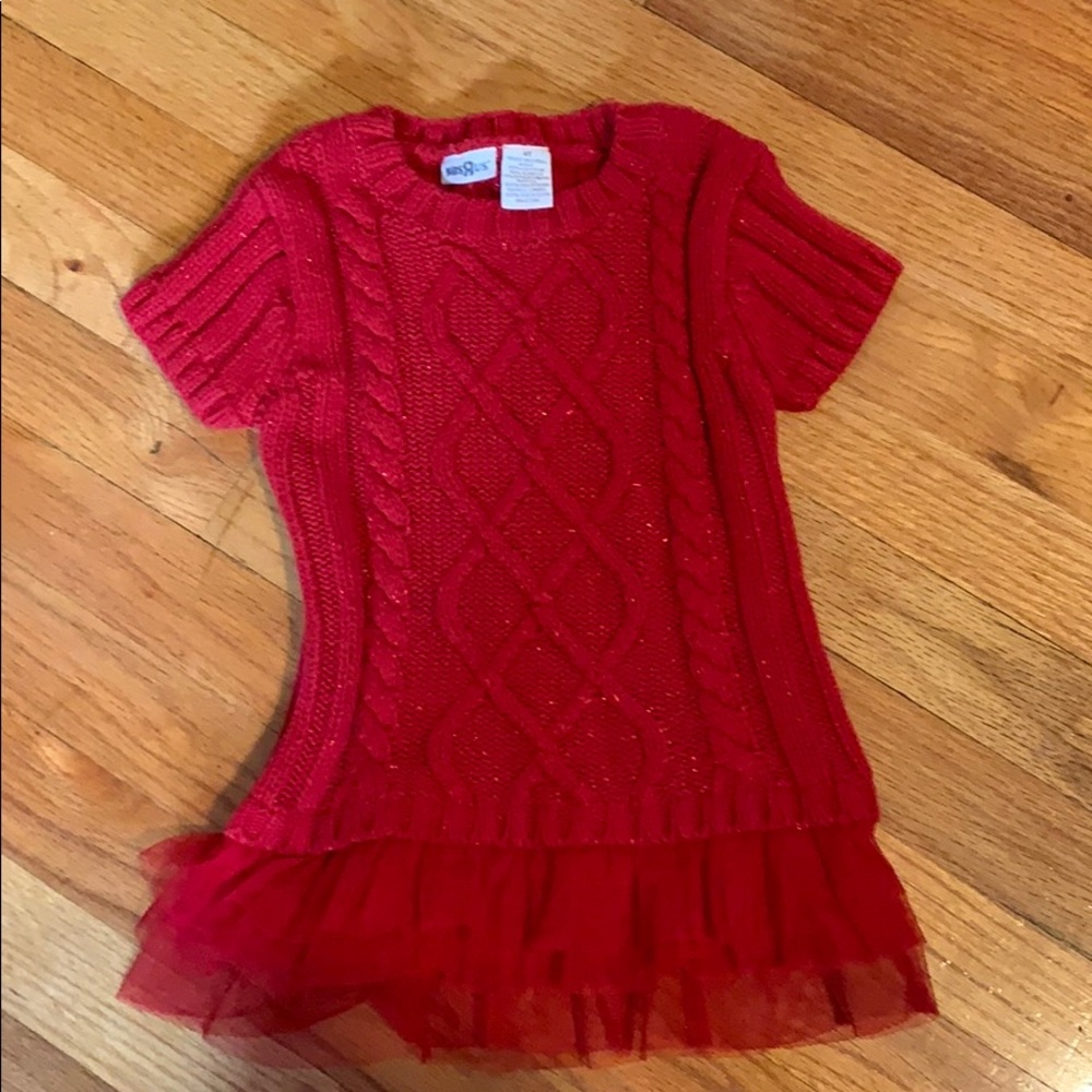Girls size 4 sparkly ruffle  red Christmas dress